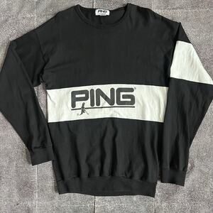 Men's Vintage 90's Mr Ping Golf Black White Spell Out Crewneck Sweatshirt Sz L